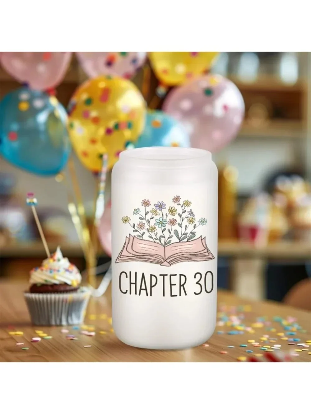 30th Birthday Glass Cup - Cute Gift for Her, Turning 30, 16 oz Coffee Tumbler